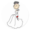 Black Haired Bride Stickers Sticker