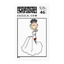 Black Haired Bride Wedding Postage