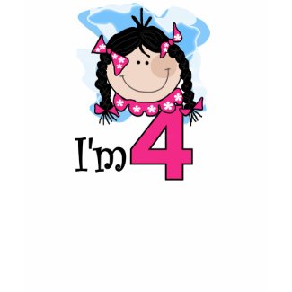 Black Haired Girl I'm Four shirt