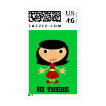 Black Haired Girl With Red Shoes stamps