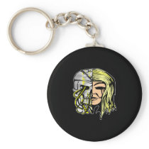 Black Half Bio Skull Half Human Key Chains