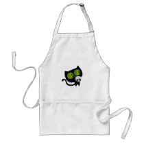 Black Halloween Cat with Skull Apron