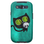 Black Halloween Cat with Skull Samsung Galaxy S3 Covers