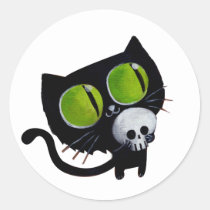 artsprojekt, halloween animal, animal, halloween, black cat, halloween kitten, cat, skull, kitten, halloween cat, pet, trick or treat, unlucky cat, bad luck, halloween gift, halloween pet, black, cat gift, cat present, Sticker with custom graphic design