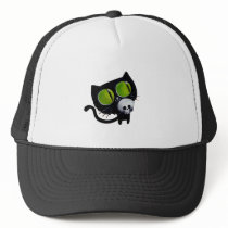 Black Halloween Cat with Skull Mesh Hats