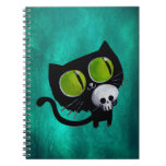 Black Halloween Cat with Skull Note Books