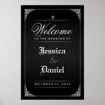 Black Halloween Gothic Spider Welcome To Wedding Poster by juliea2010 at Zazzle