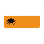 Black Halloween spider on orange blank Halloween Labels