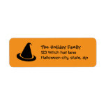 Black Halloween witch hat orange family return Custom Return Address Labels