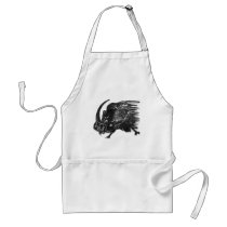 Black hand drawn rhino beetle aprons