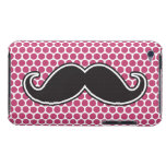 Black handlebar mustache fuchsia polka dot pattern Case-Mate iPod touch case