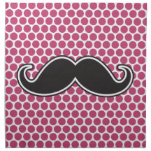Black handlebar mustache fuchsia polka dot pattern napkin