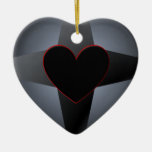 Black Heart Cross Christmas Tree Ornaments