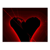 Black Heart Fractal Post Card