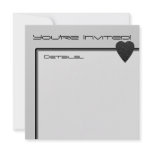 Black Heart. Patterned Heart Design. Invite