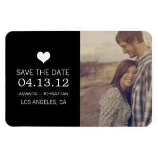 Black Heart Photo Save The Date Magnet