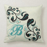 Black Heart Scroll & Turquoise Beading Pillows