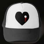 black heart with a bullet hole bleeding mesh hats