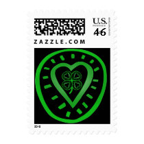 Black Heart with shamrock postage