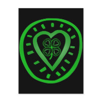 Black Heart with shamrock postcards