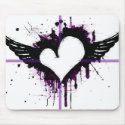 Black Heart with Wings Mousepad by lvpiggy Black Heart with Wings Mousepad