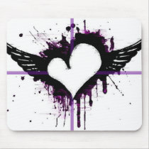 Black Heart with Wings Mousepad by lvpiggy Black Heart with Wings Mousepad