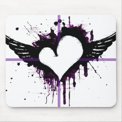 Black Heart with Wings Mousepad by lvpiggy