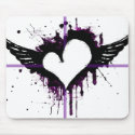 Black Heart with Wings Mousepad by lvpiggy Black Heart with Wings Mousepad