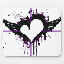 Black Heart with Wings Mousepad