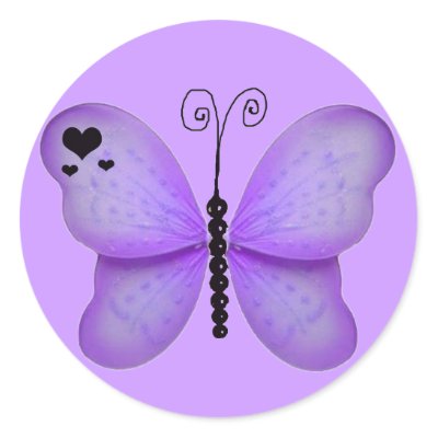 Black Hearts and Purple Butterfly Sticker