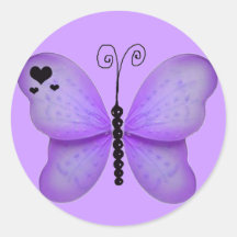 Black Hearts and Purple Butterfly Sticker