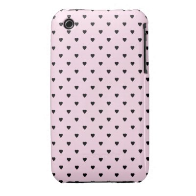 Black Hearts on Pretty Pink. Iphone 3 Cover by Graphics_By_Metarla