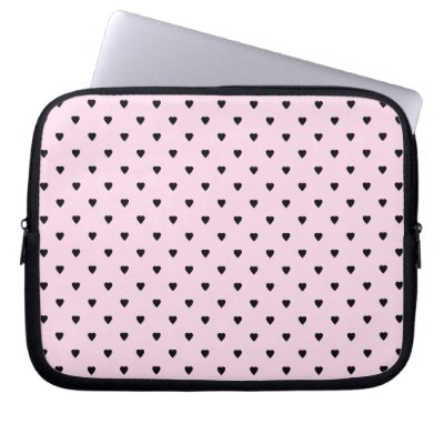 Black Hearts on Pretty Pink. Laptop Computer Sleeve by Graphics_By_Metarla