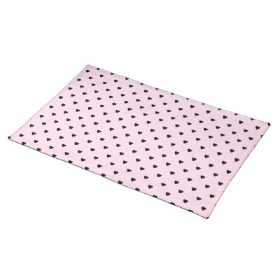 Black Hearts on Pretty Pink. Place Mat by Graphics_By_Metarla
