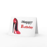 Black heel, red stiletto shoe greeting card
