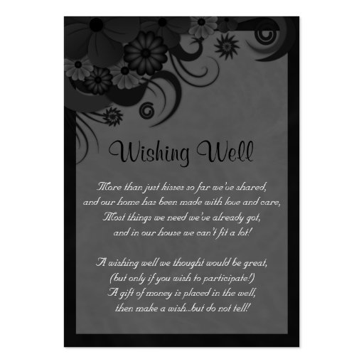 Black Hibiscus Custom Wedding Wishing Well Cards Business Card Template (front side)