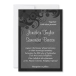 Black Hibiscus Floral Custom Wedding Invitation