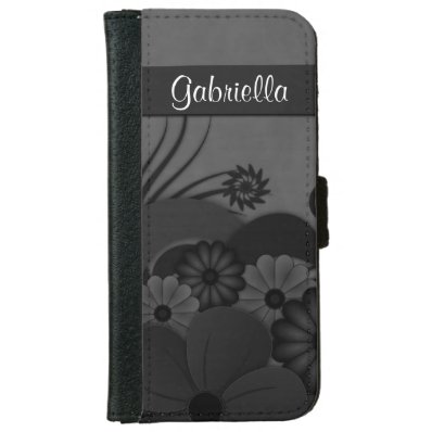 Black Hibiscus Floral Gothic iPhone 6 6S Wallets