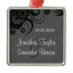 Black Hibiscus Floral Wedding Keepsake Ornaments