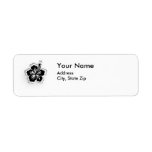 black hibiscus flower address label