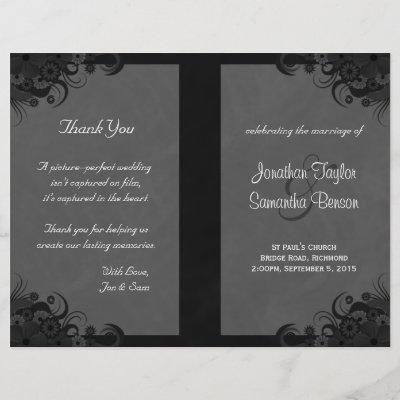 Black Hibiscus Wedding Program Ceremony Party Personalized Flyer by 