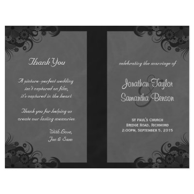 Black Hibiscus Wedding Program Ceremony Party Personalized Flyer by 