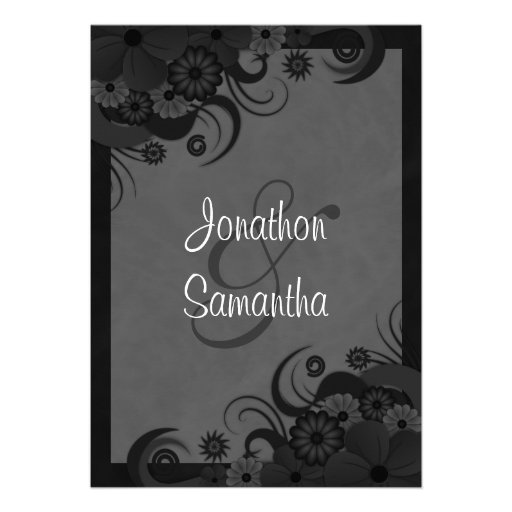 Black Hibiscus Wedding Rehearsal Dinner Invites