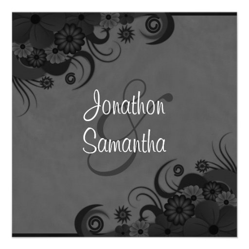 Black Hibiscus Wedding Rehearsal Dinner Invites
