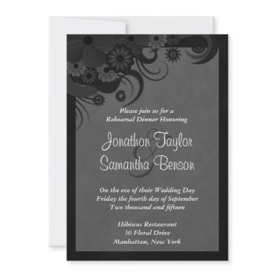 Black Hibiscus Wedding Rehearsal Dinner Invites by sunnymars