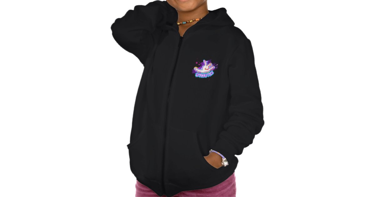 Black Hooded Girls Gymnastics Jacket Zip Custom Zazzle