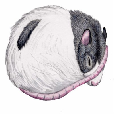 black hooded rat sleeping very large sculpture acrylic cut out by Mindgoop
