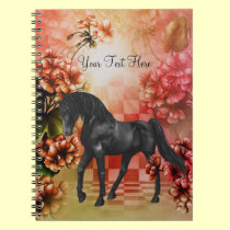Black Horse Fantasy Flowers Notebook notebooks