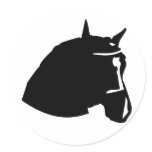 black horse head round stickers