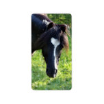 Black horse head with white stripe custom address label